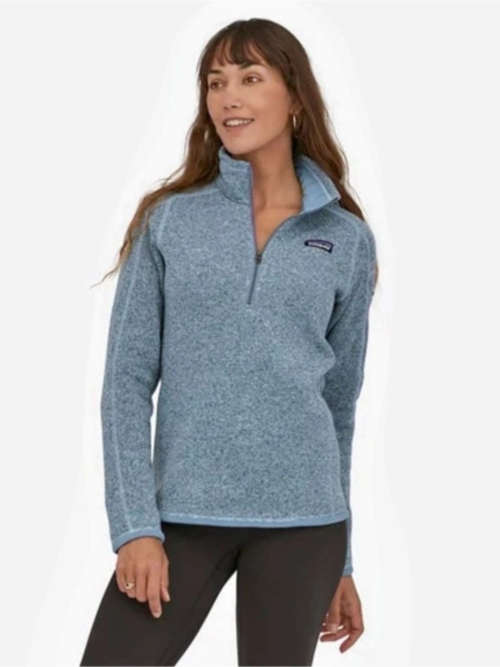 EUC O2 Patagonia Better Sweater Womens 1/4 Zip Fleece Jacket Light Blue L